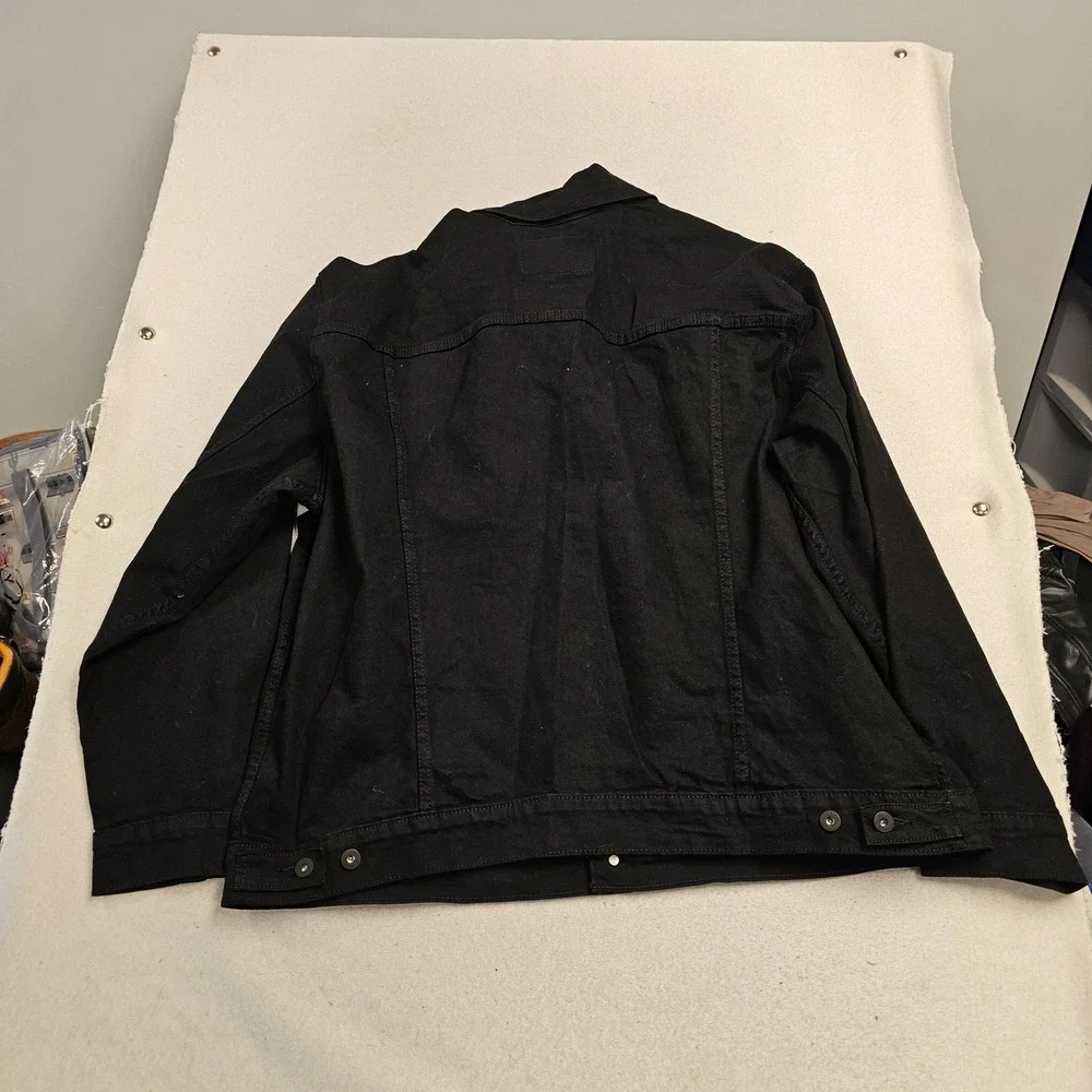 Levis Mens Black Denim Trucker Jacket Size 2XL Cotton Blend Button Up Outerwear